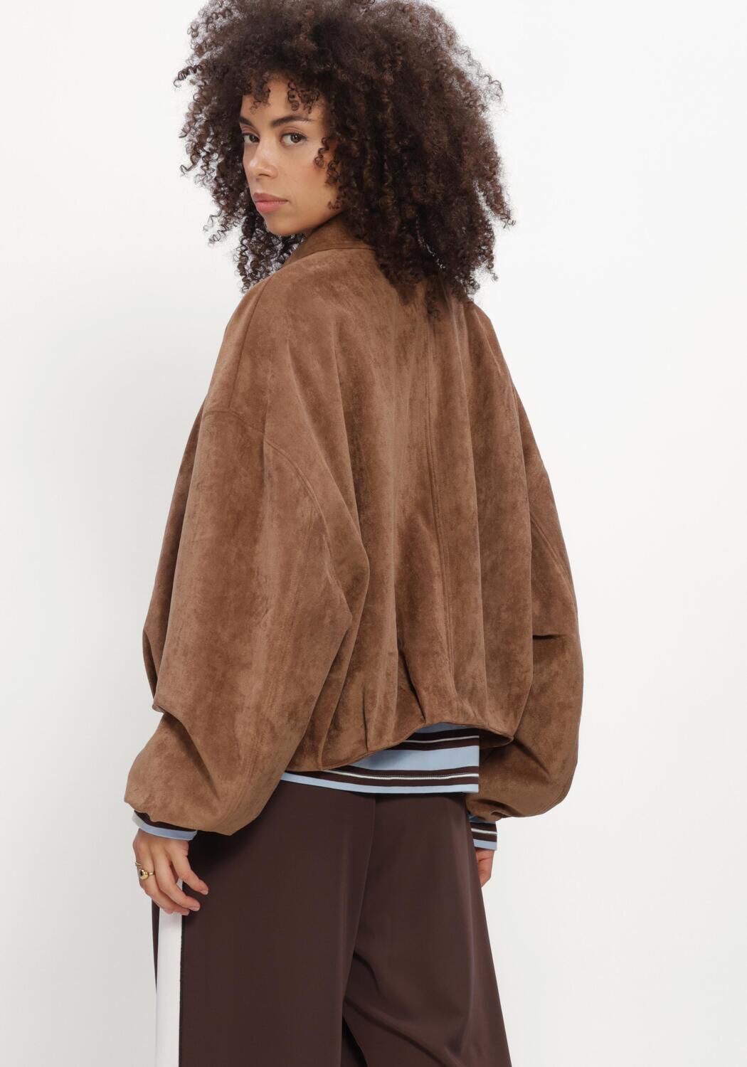 Braune CATWALK JUNKIE Jack FAUX SUEDE JACKET - large