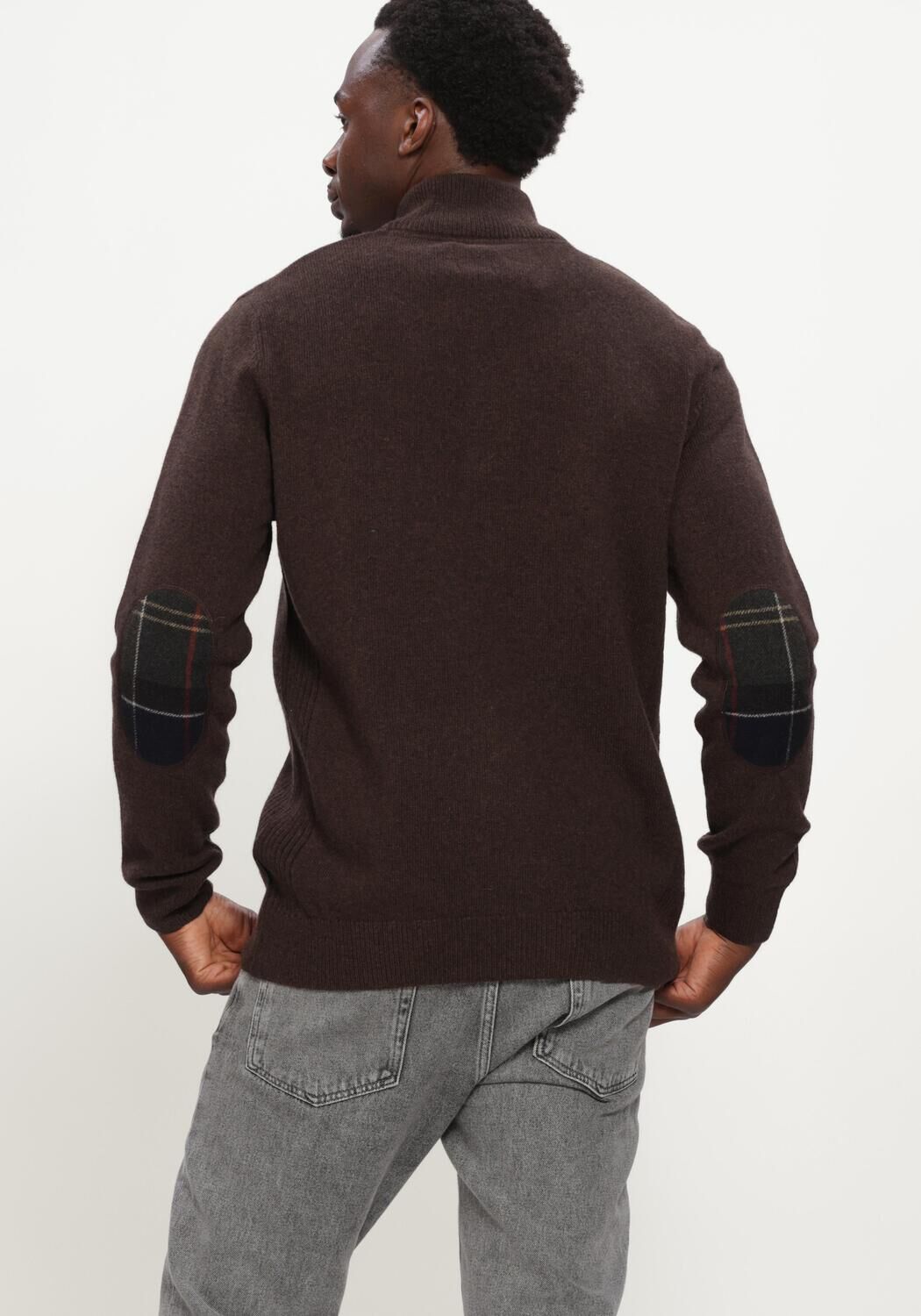 Braune BARBOUR Pullover HOLDEN HALF ZIP KNITTED JUMPER KNITWEAR - large