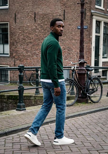 Dunkelgr&uuml;n CALVIN KLEIN Pullover LS 100% MERINO QZ 14GG - large
