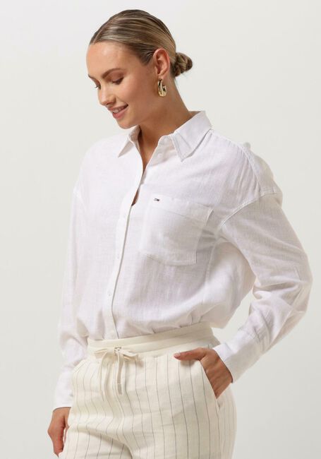 Weiße TOMMY JEANS Blusen TJW SP OVR LINEN SHIRT - large