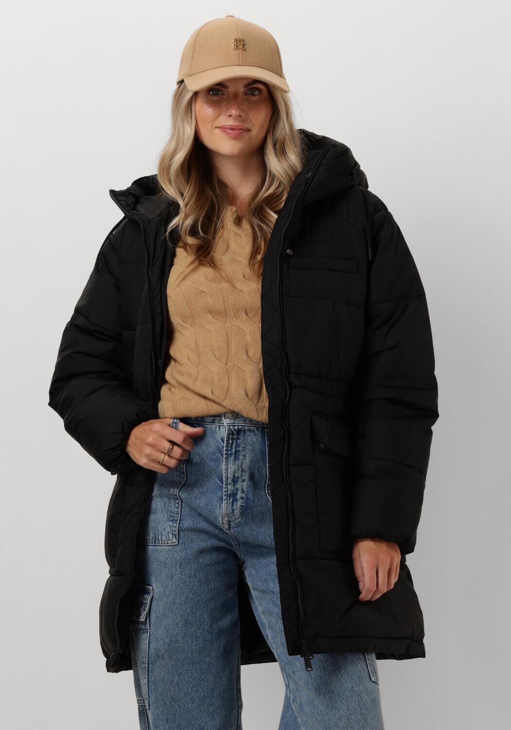 schwarze tommy jeans wattierte jack tjw midi vail puffer