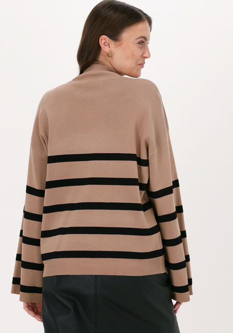 Camelfarbene NEO NOIR Pullover ENA STRIPE KNIT BLOUSE - large