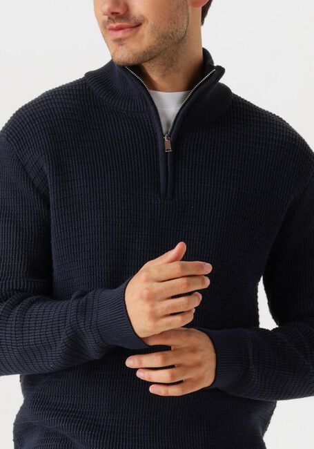 Blaue SELECTED MEN Pullover SLHTHEO LS KNIT STRUCTURE HALF ZIP - large