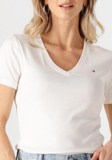Weiße TOMMY HILFIGER T-shirt NEW SLIM CODY V-NK SS - large