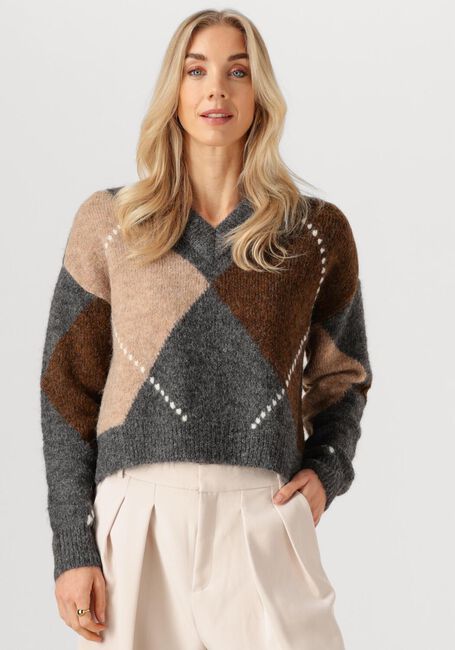 Mehrfarbige/Bunte ROUGE EDIT Pullover ROUARGYLE LS V NECK KNIT - large