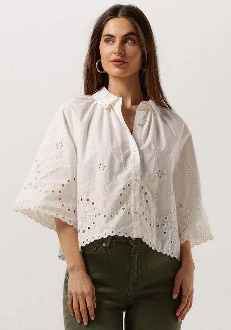 Weiße SCOTCH & SODA Bluse CROP SHIRT WITH BRODERIE ANGLAISE IN ORGANIC  COTTON | Omoda