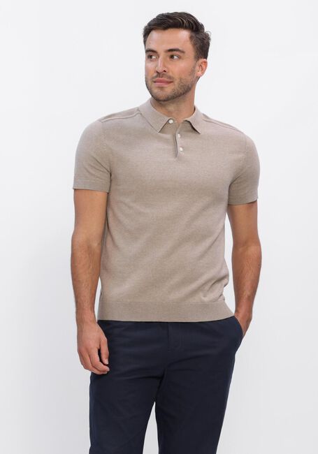 Beige SELECTED MEN Polo-Shirt SLHBERG SS KNIT POLO NOOS - large