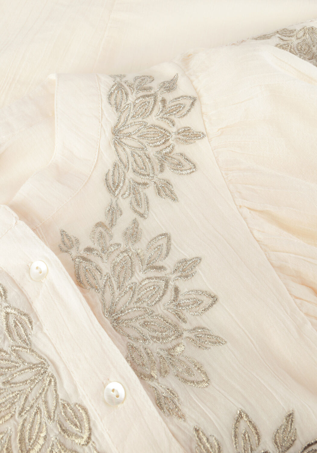 Nicht-gerade weiss SUMMUM Blusen TOP GOLD LUREX EMBROIDERY - large