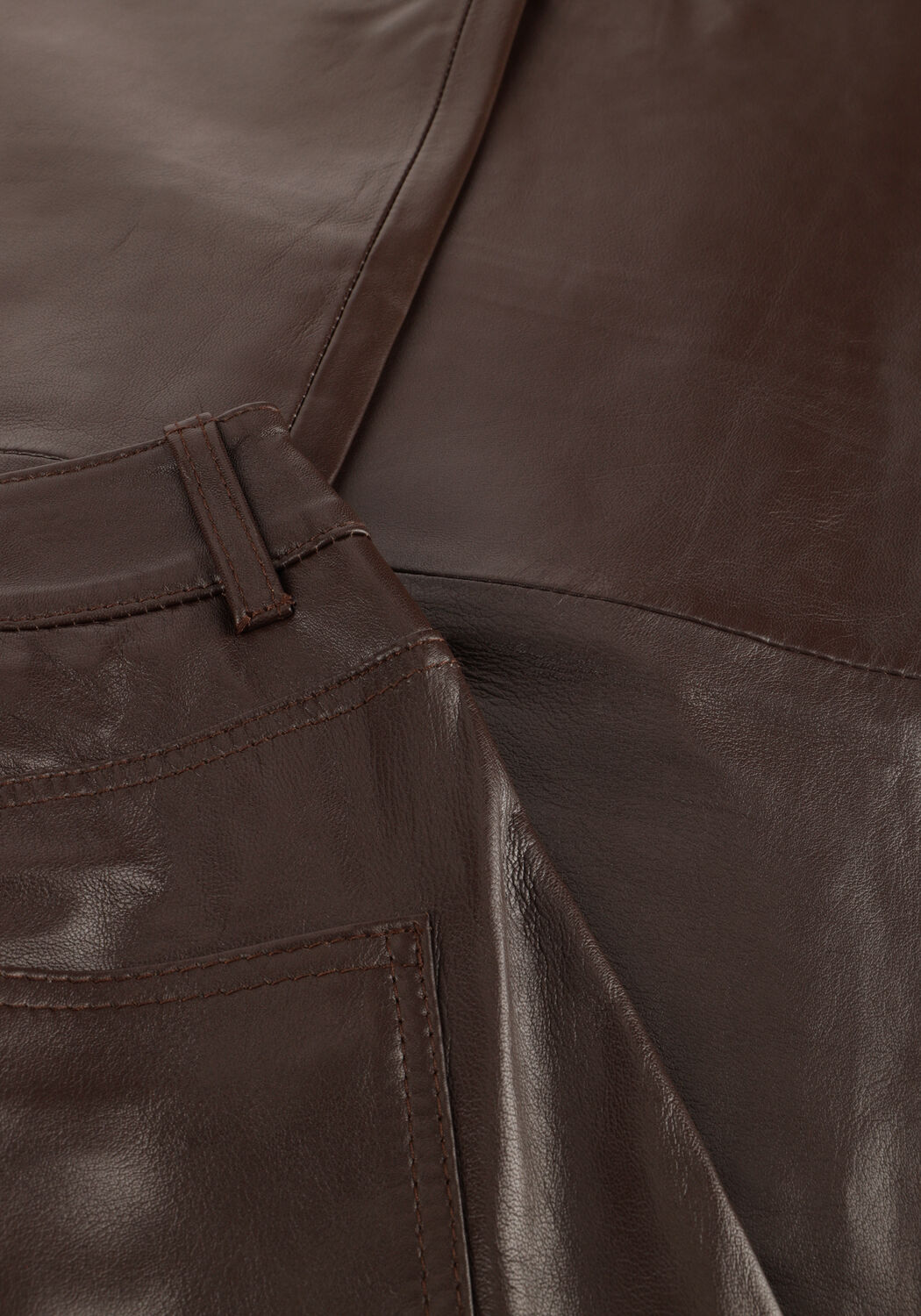 Braune ROUGE EDIT Hosen ROUCAMDEN RW S/F LEATHER TROUSERS - large