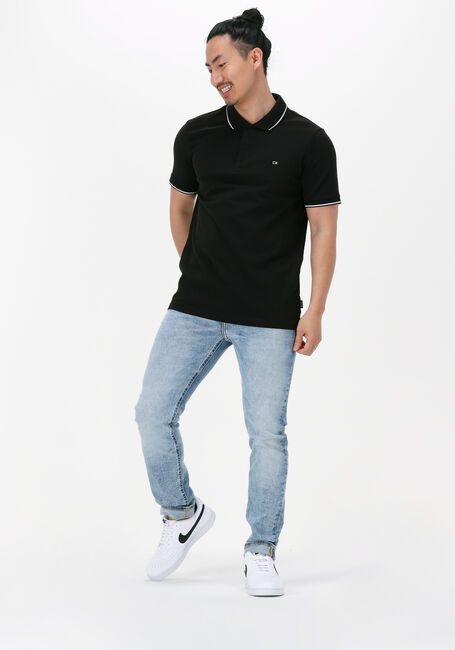 Schwarze CALVIN KLEIN Polo-Shirt STRETCH PIQUE TIPPING SLIM POLO - large