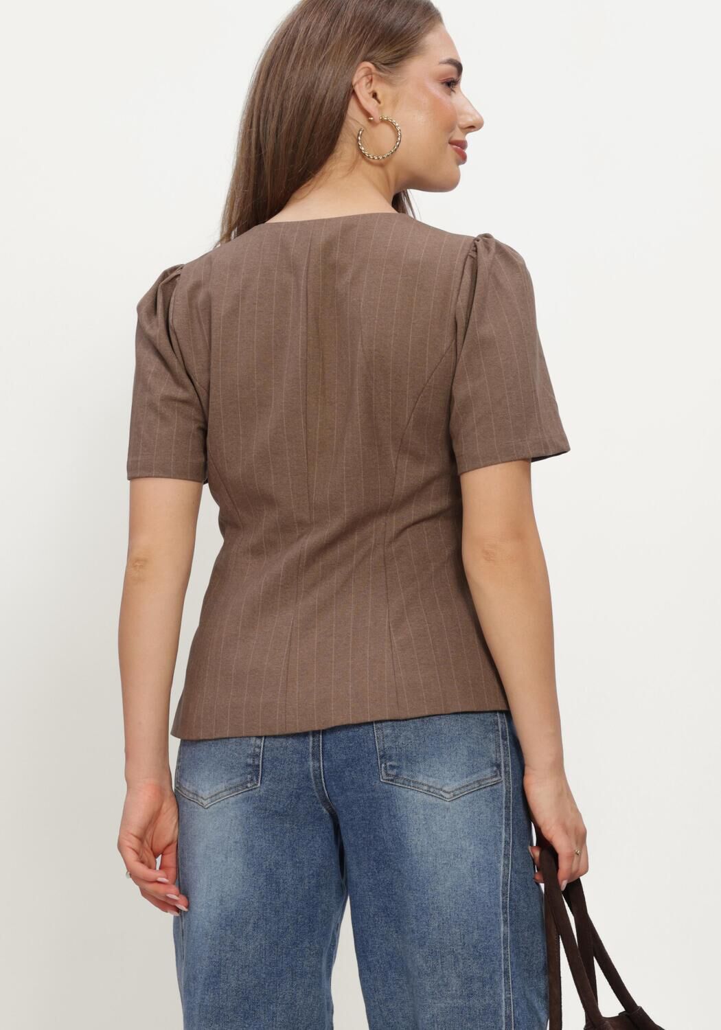 Braune NEO NOIR Blusen JULES PINSTRIPE BLOUSE - large