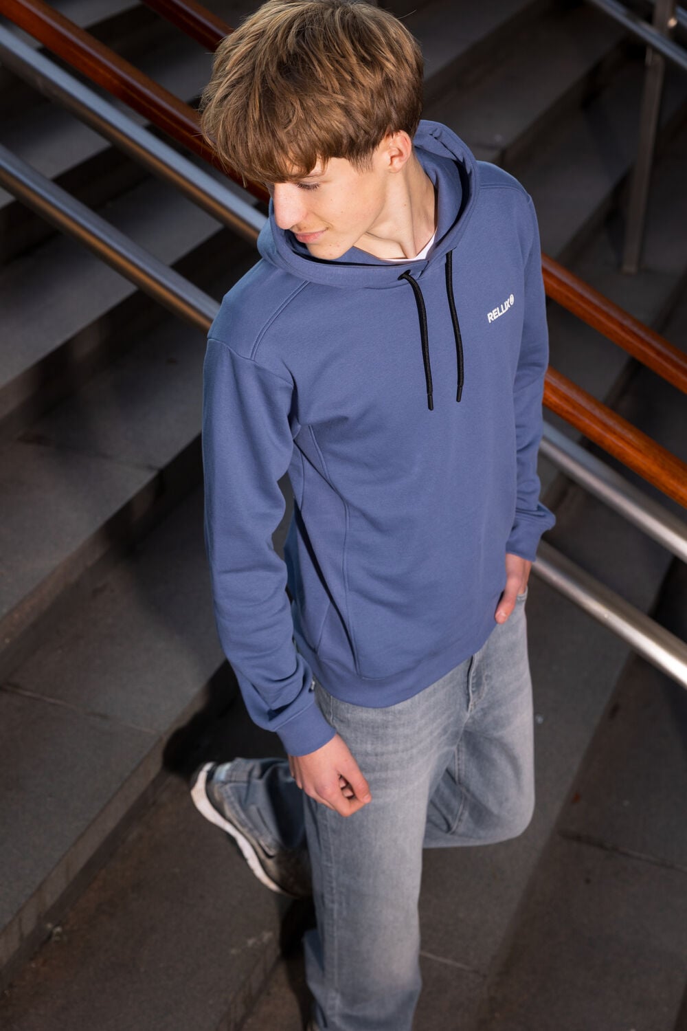 Blaue RELLIX Sweatshirt HOODIE RELLIX BACKPRINT - large