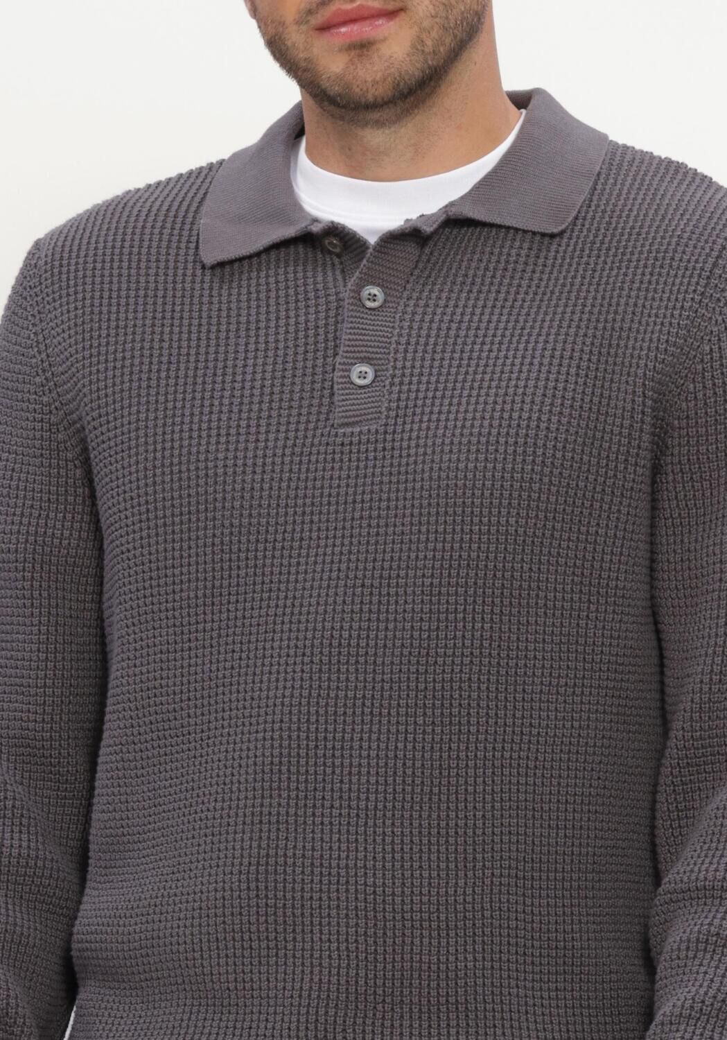 Dunkelgrau JC RAGS Pullover POLO LONG SLEEVE EFE - large