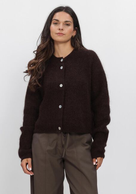Braune SECOND FEMALE Strickjacke ANDREA KNIT RIB LS CARDIGAN - large