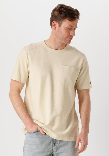 Beige CAST IRON T-shirt SHORT SLEEVE R-NECK REGULAR FIT STRUCTURE COTTON - large