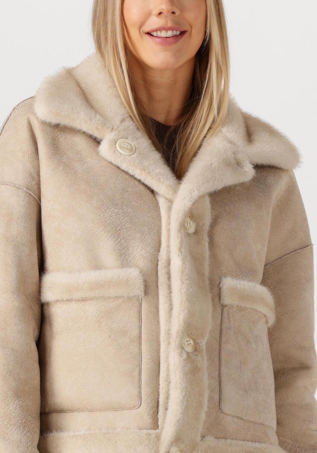 Beige STUDIO AR Fake-Fur-Jack FAJE - large