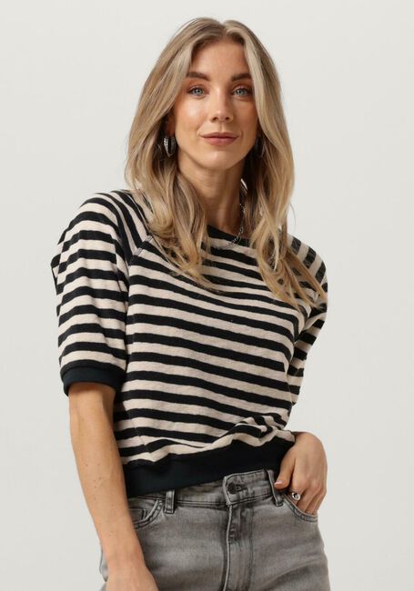 Schwarze BY-BAR Top NEVA SLUB STRIPE TOP - large