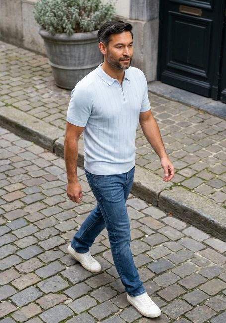 Hellblau GENTI Polo-Shirt POLO ZIP SS 1260 - large