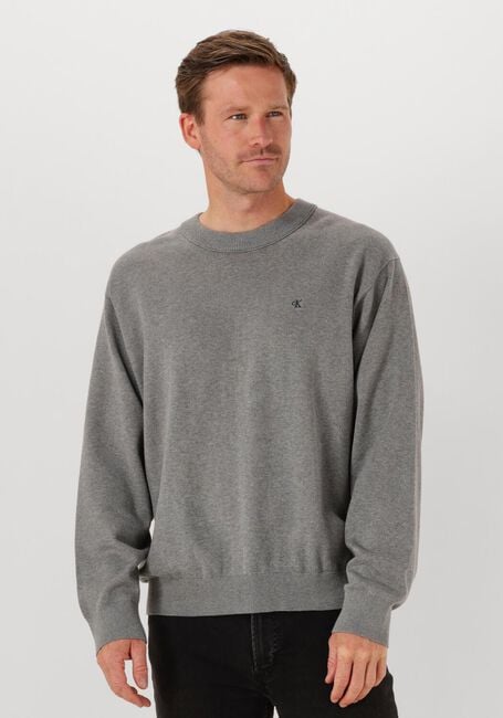 Graue CALVIN KLEIN Pullover LS EZ CORRON CREWNK SWEATER 12GG - large
