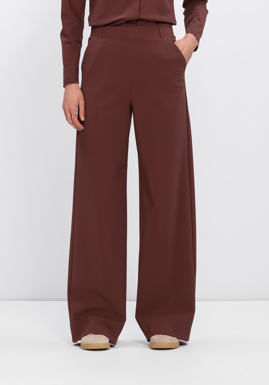 Braune STUDIO ANNELOES Weite Hose LEXIE BONDED TROUSERS - large
