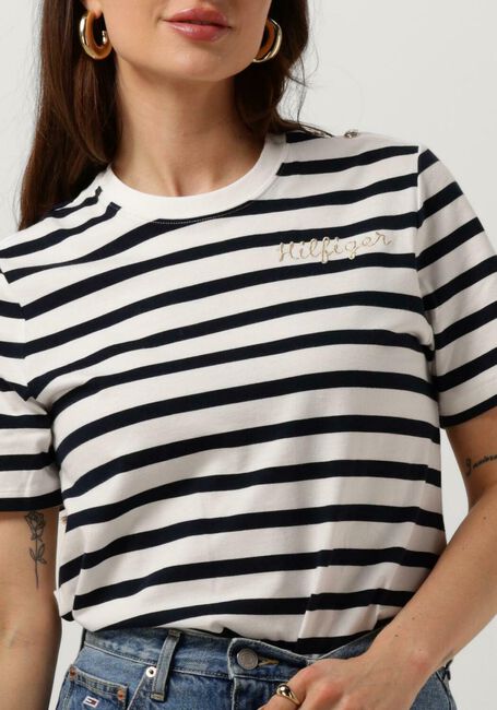 Weiße TOMMY HILFIGER T-shirt REG GOLD BUTTON C-NK SS - large