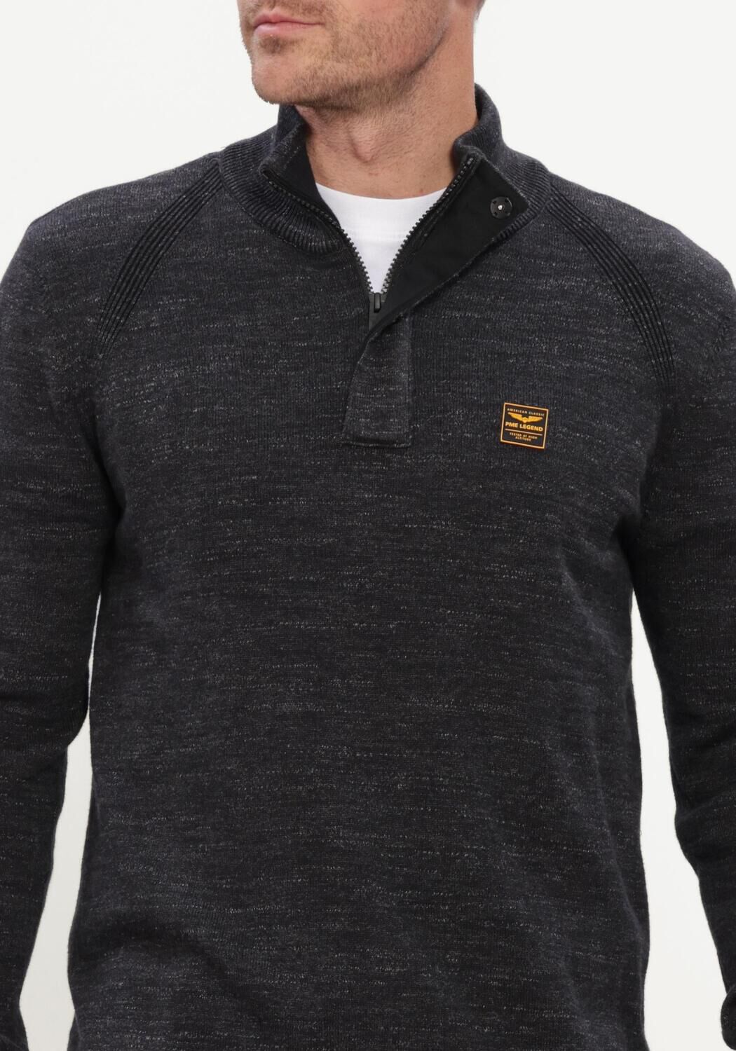 Dunkelgrau PME LEGEND Pullover HALF ZIP COLLAR COTTON RIB - large