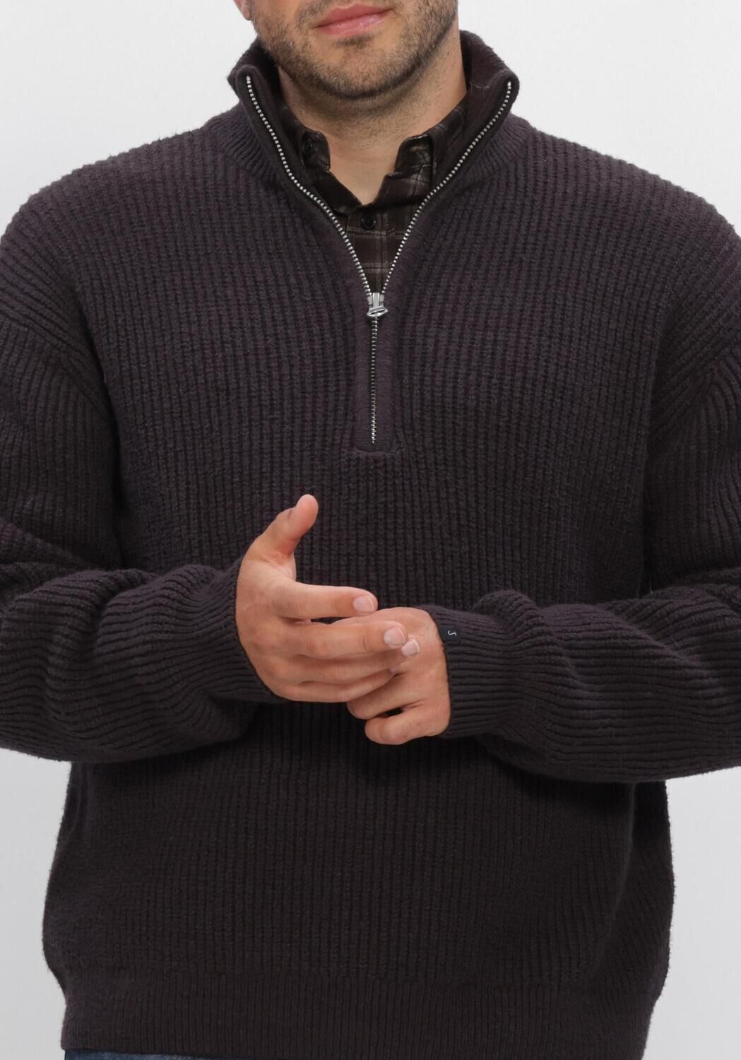 Braune BUTCHER OF BLUE Pullover MARKET HALF ZIP - large