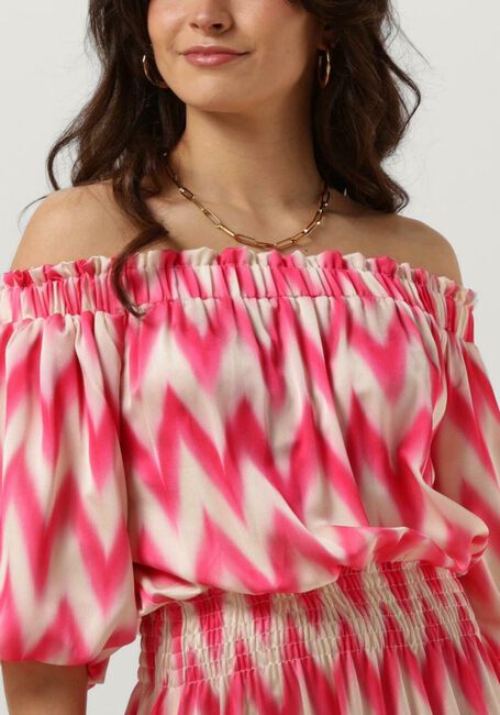 Fuchsie ACCESS Maxikleid OFF-THE-SHOULDERS GEOMETRICALLY PRINTED DRESS - large