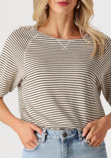 Beige BY-BAR T-shirt NEVA SMALL STRIPE TOP - large