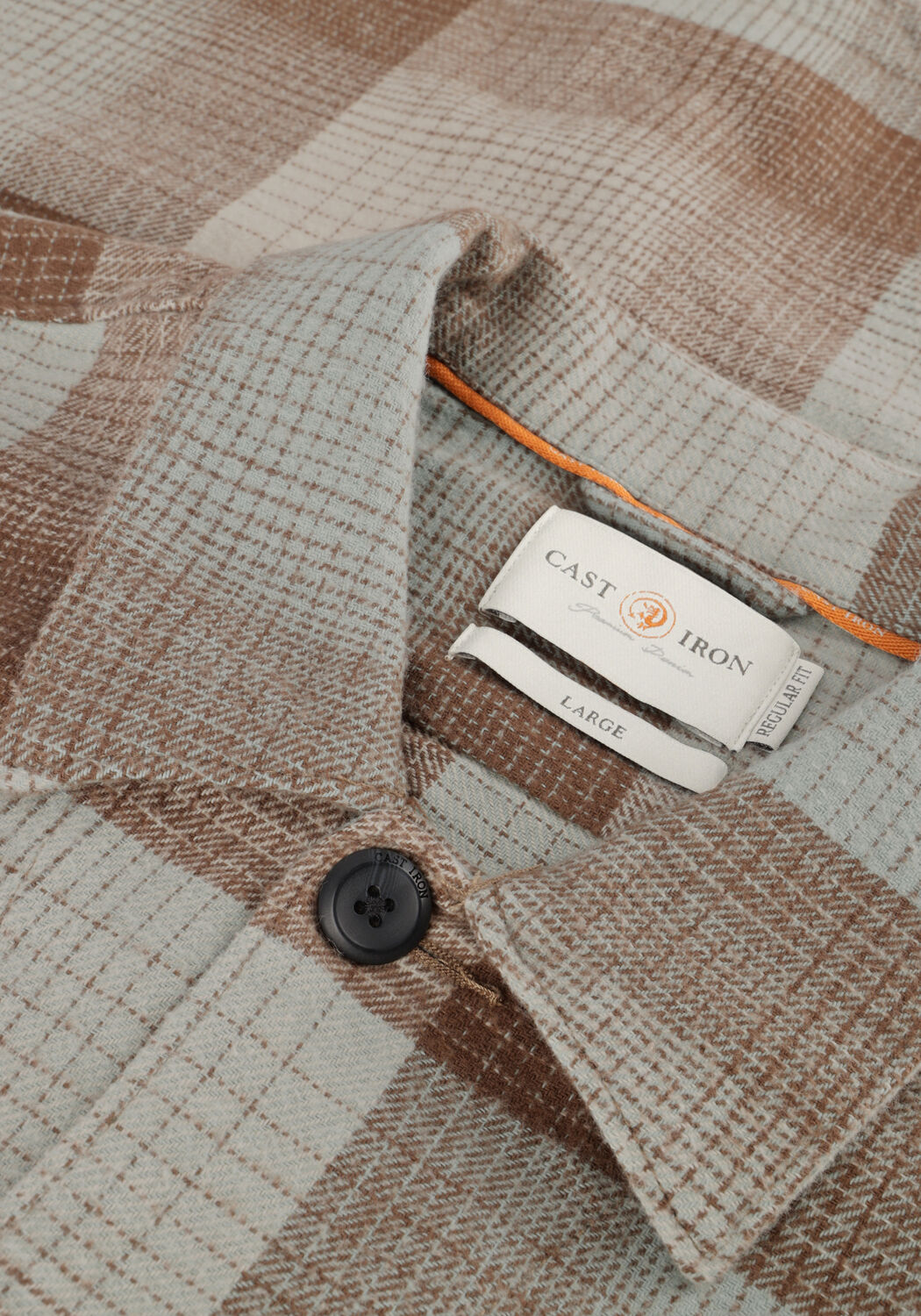 Beige CAST IRON Overshirt LONG SLEEVE SHIRT YD CHECK REGULAR FIT - large