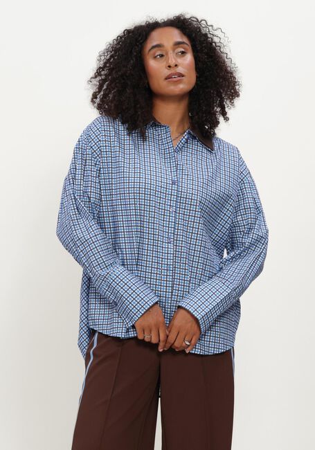 Blaue POM AMSTERDAM Blusen BEAU CHECK SAPPHIRE BLUE - large