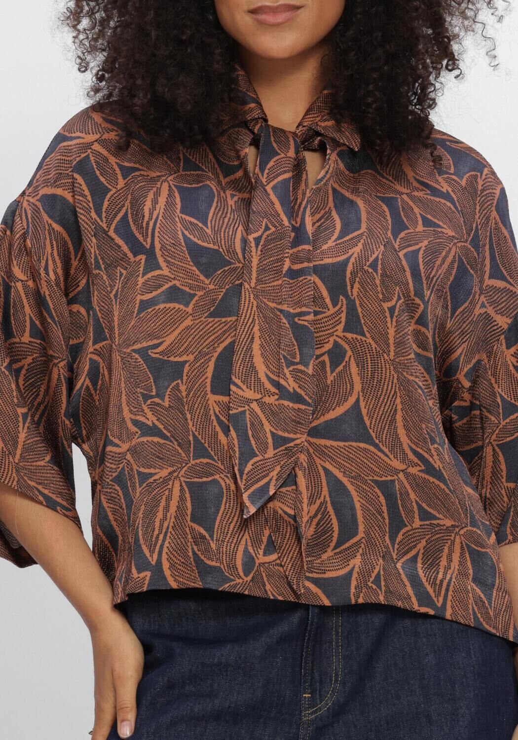 Braune SUMMUM Blusen TOP ABSTRACT FLOWERS - large