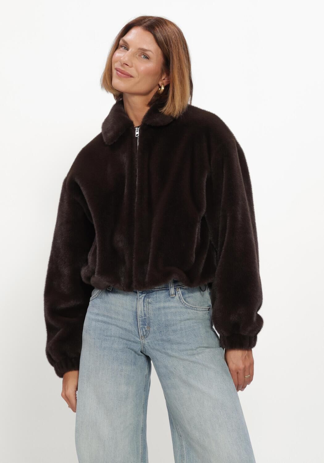 Braune WITHBLACK Fake-Fur-Jack WBLNOHR FAUX FUR JACKET - large