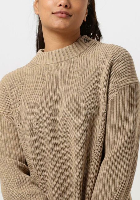 Camelfarbene CALVIN KLEIN Minikleid WASHED CHUNKY SWEATER DRESS - large