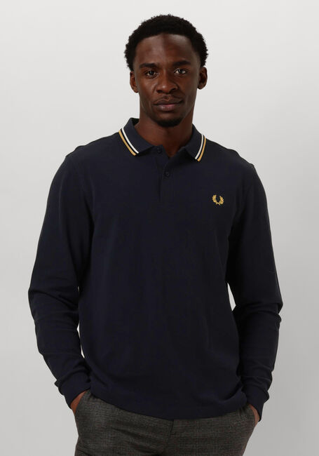 Blaue FRED PERRY Polo-Shirt TWIN TIPPED FRED PERRY SHIRT LONG SLEEVE - large