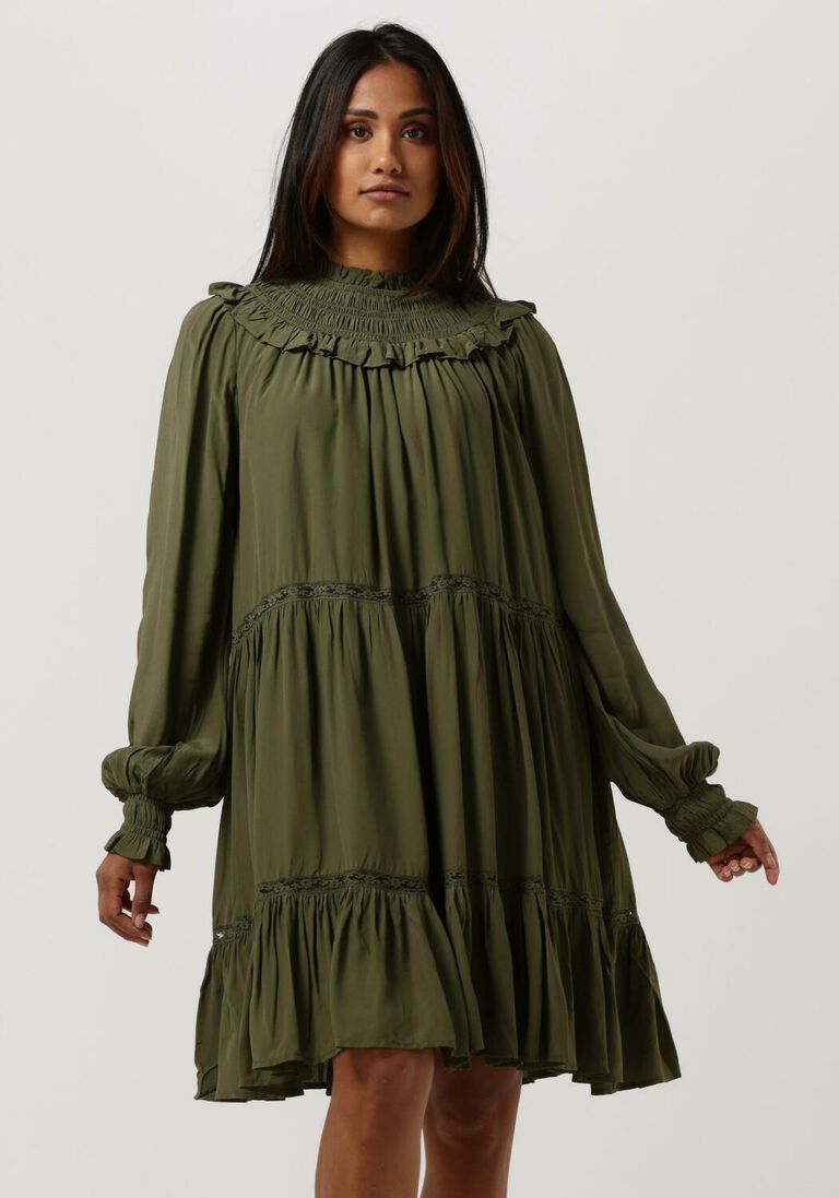 olive scotch & soda minikleid smocked and tiered long sleeved dress