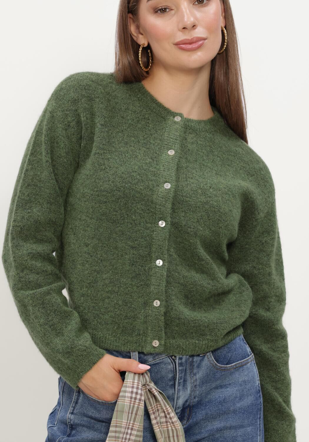Gr&uuml;ne OBJECT Strickjacke OBJAGATE L/S RE KNIT CARDIGAN NOOS - large