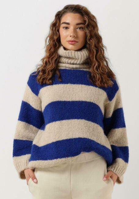 Blaue 10DAYS Rollkragenpullover BLOCK STRIPE SWEATER - large