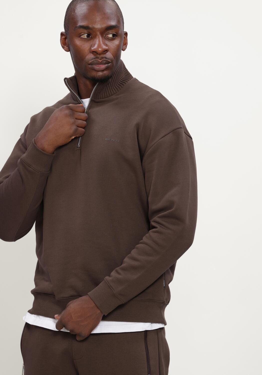 Braune GENTI Sweatshirt HALF ZIP SWEAT - large