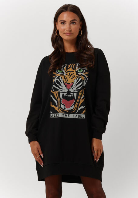 Schwarze ALIX THE LABEL Minikleid LADIES KNITTED LONG TIGER SWEATER - large