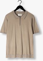 Taupe PURE PATH Polo-Shirt KNITTED SHOTSLEEVE POLO HALF ZIP WITH CHEST EMBROIDERY