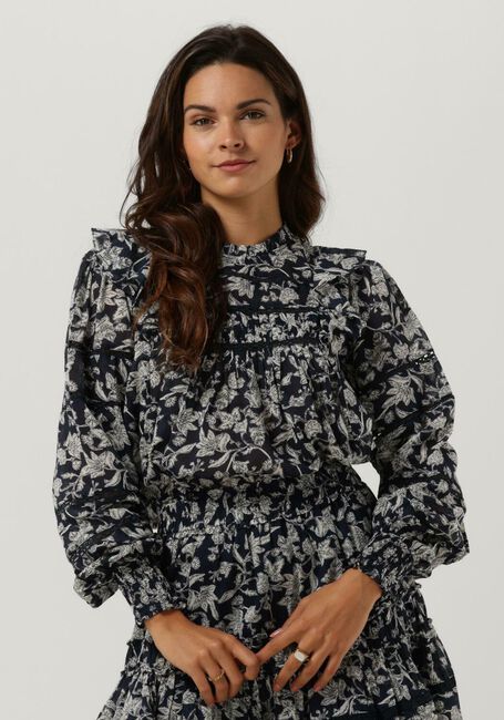 Dunkelblau NEO NOIR Blusen HARMON STENCIL FLOWER BLOUSE - large