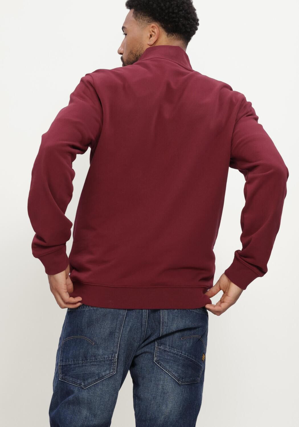 Bordeaux LYLE & SCOTT Pullover SUPERFINE QUARTER ZIP SWEATSHIRT - large