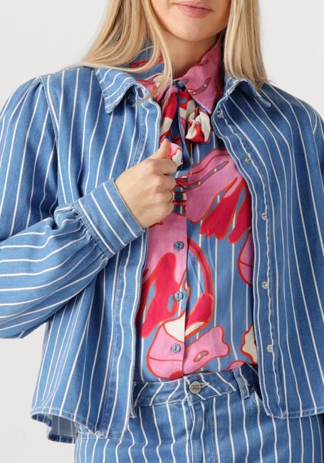 Blaue POM AMSTERDAM Blusen BLOUSE DENIM STRIPES BLUE - large