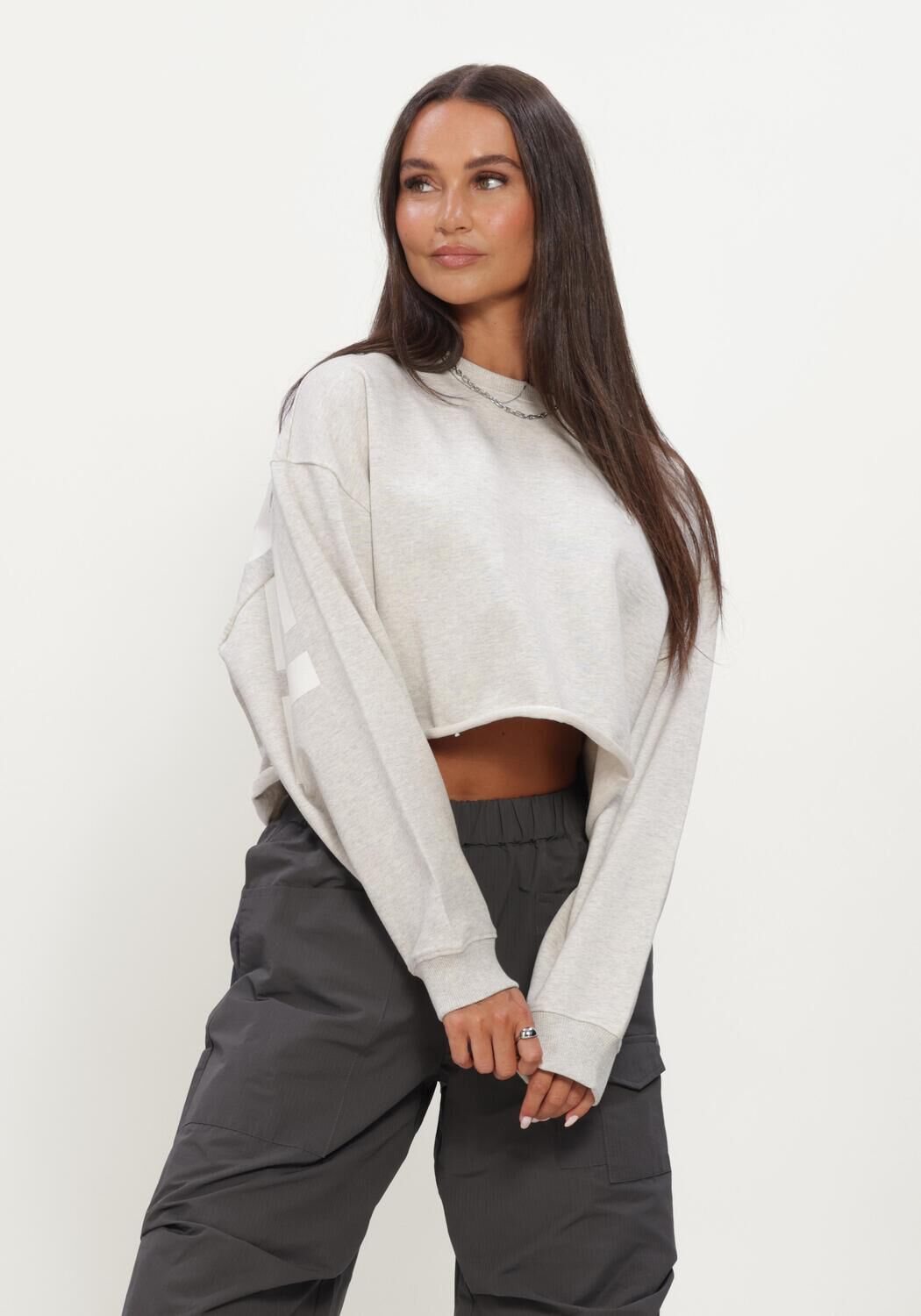 Hellgrau ALIX THE LABEL Pullover & Cardigans LADIES KNITTED BACK PRINT SWEATER - large
