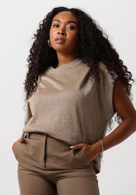 Braune SUMMUM Top OVERSIZED SLEEVELESS SWEATER SHIMMERING LUREX KNIT - large