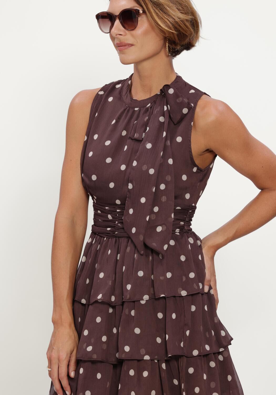 Braune NOTRE-V Kleider MAY BIG DOT DRESS - large
