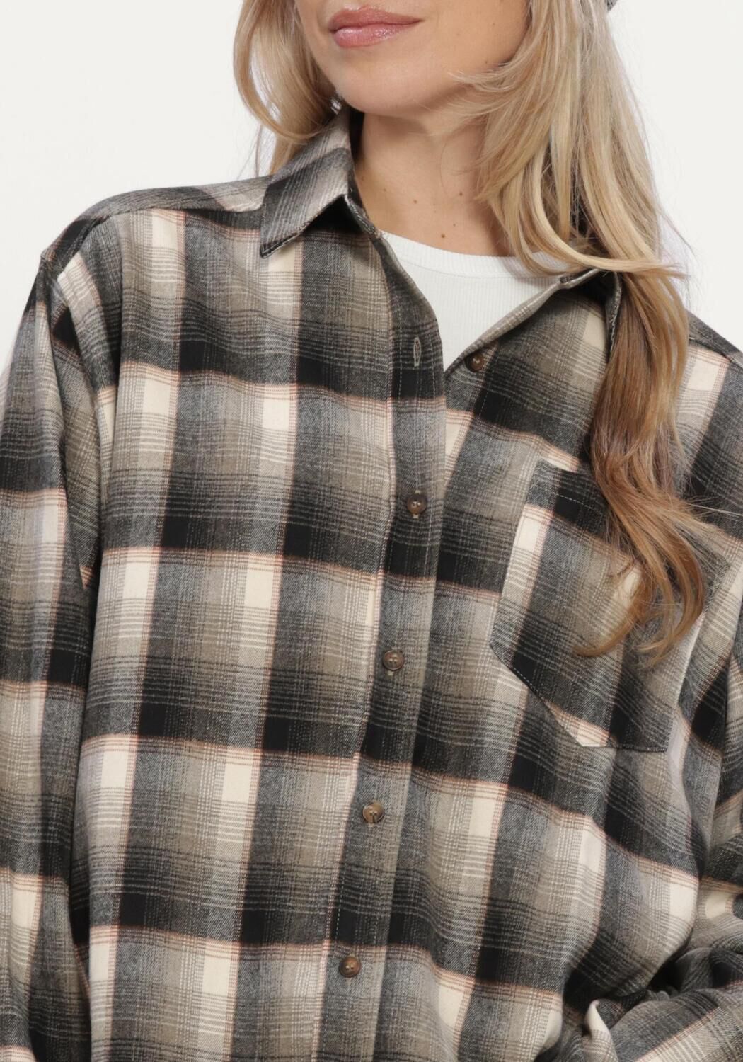 Gr&uuml;ne NEO NOIR Blusen DALMA FLANNEL CHECK SHIRT - large