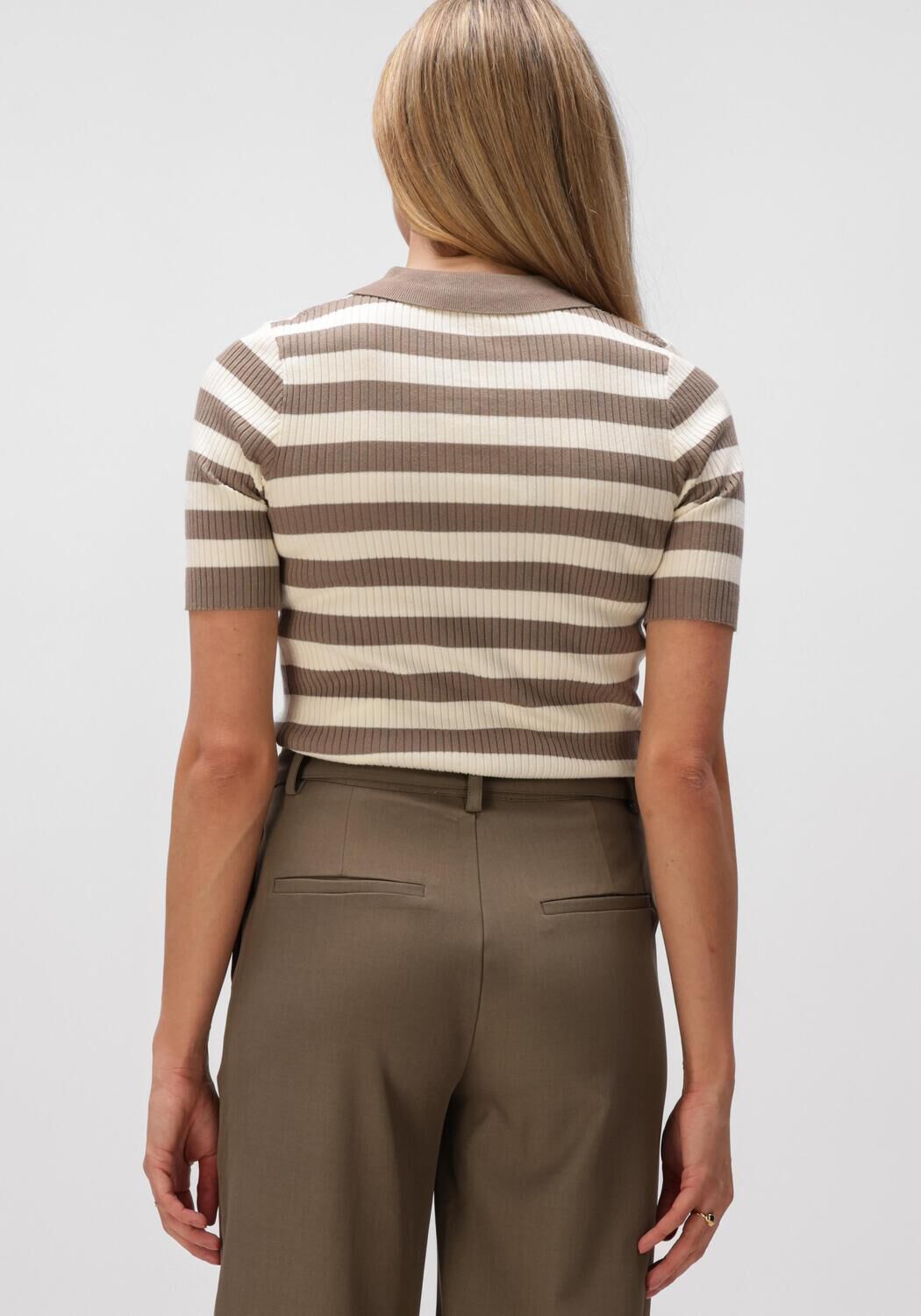 Braune CO'COUTURE Pullover BONNY STRIPE S/S POLO KNIT - large