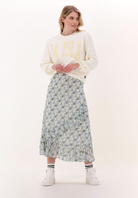 Blaue COLOURFUL REBEL Midirock TIMI FLOWER RUFFLE MIDI SKIRT - large